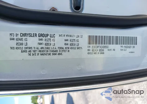 2012 Chrysler 300C Luxury Series из США, поврежденный, VIN 2C3CCAPT4CH289561